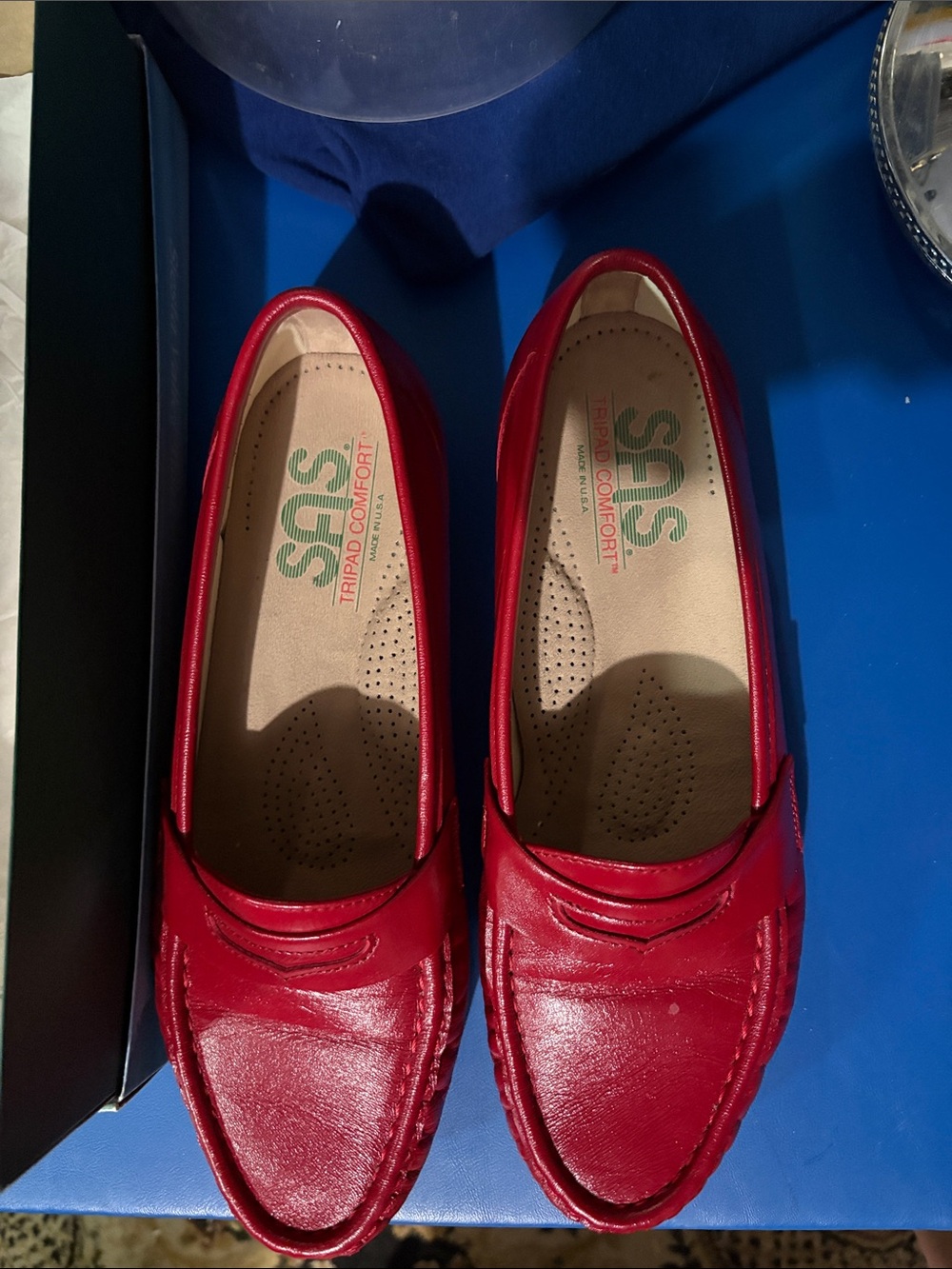 SAS Women’s Red Leather Penny Loafers